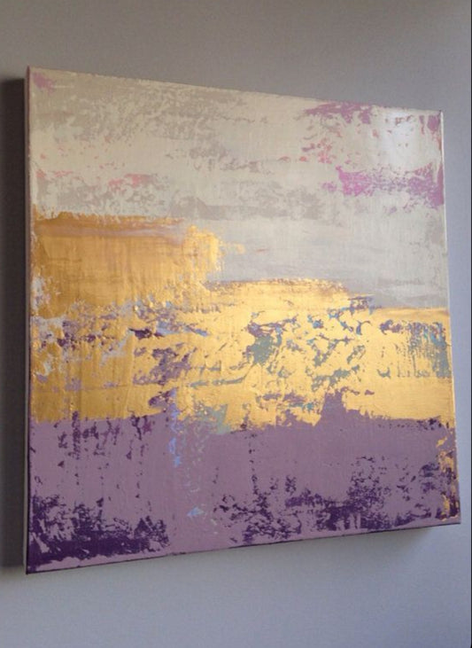 "Gilded Horizon" – Original Abstract Mixed Media on Canvas